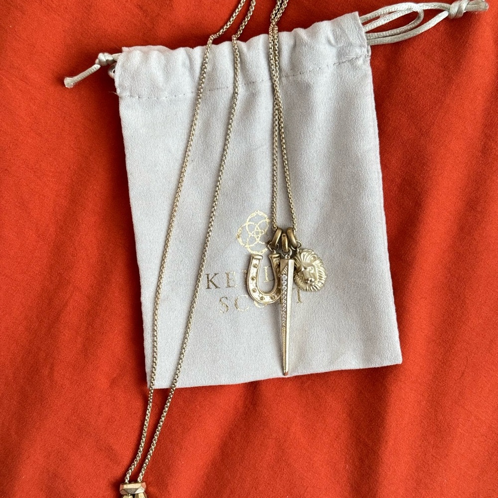 Kendra Scott Adjustable Gold Pendant Necklace with Charms